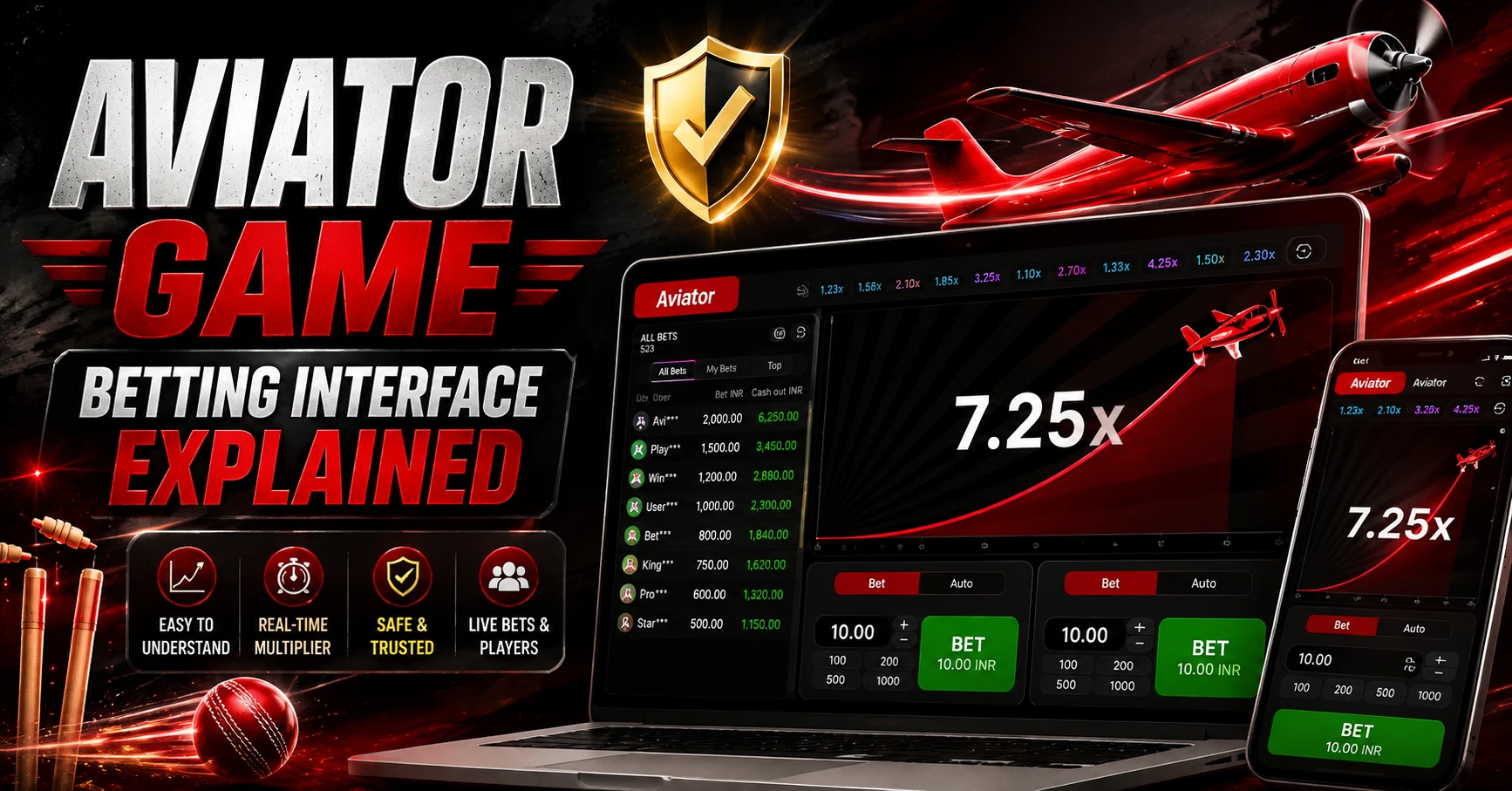 Aviator Game Betting Interface
